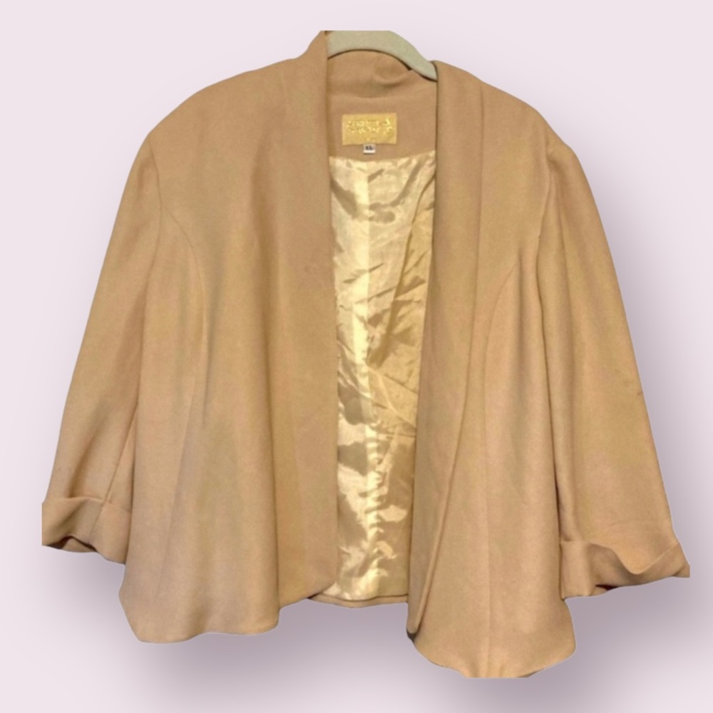 Alberto Makali XL Tan Polyester 3/4 Sleeve Dress Jacket